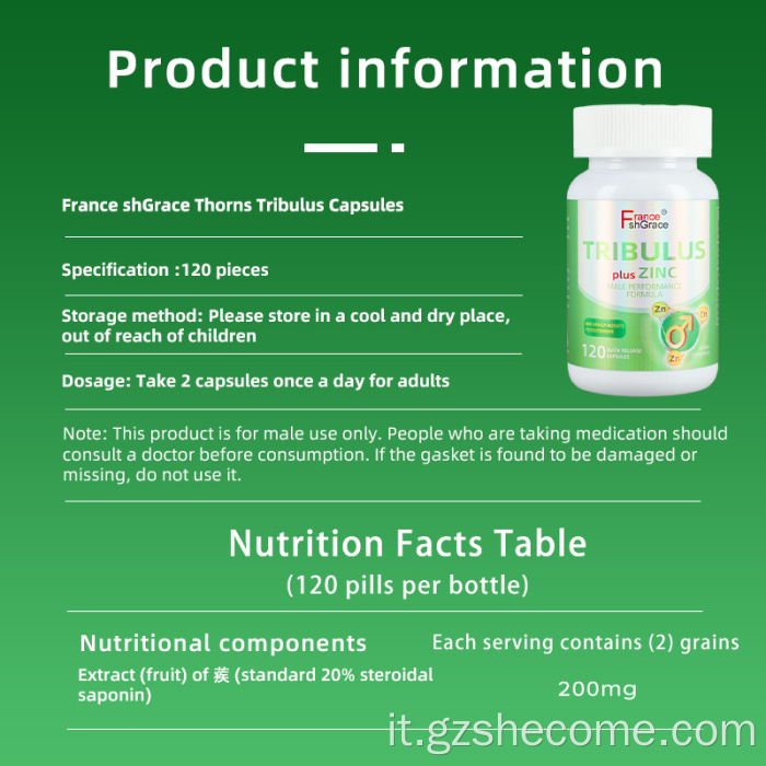 Capsule Tribulus di alta qualità per uomini Assorbimento migliorato